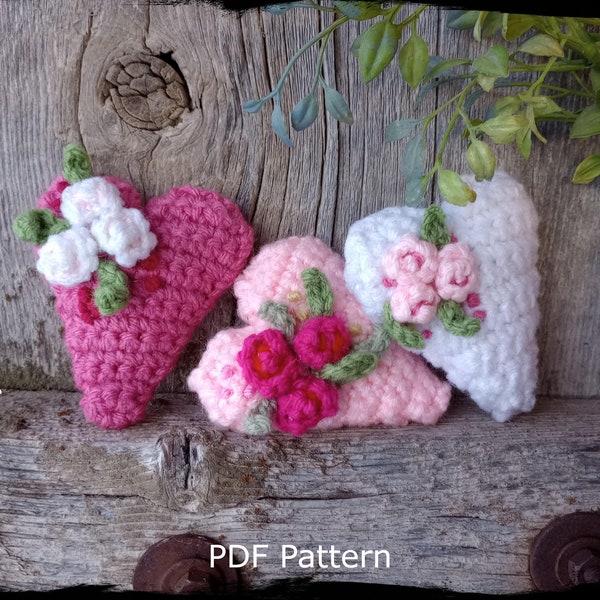 Valentine Hearts Crochet Pattern, Small Heart Ornaments, Pillows, Bowl Fillers, Easy Crochet Tutorial, Instant Download PDF Pattern