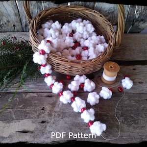 PDF Pattern, Old Fashioned Popcorn Garland Crochet Pattern, Popcorn Cranberry Garland Tutorial, Easy Beginner Crochet