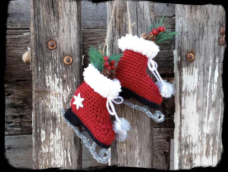 PDF Pattern, Ice Skates Crochet Pattern, Vintage Skates Christmas Tree ...