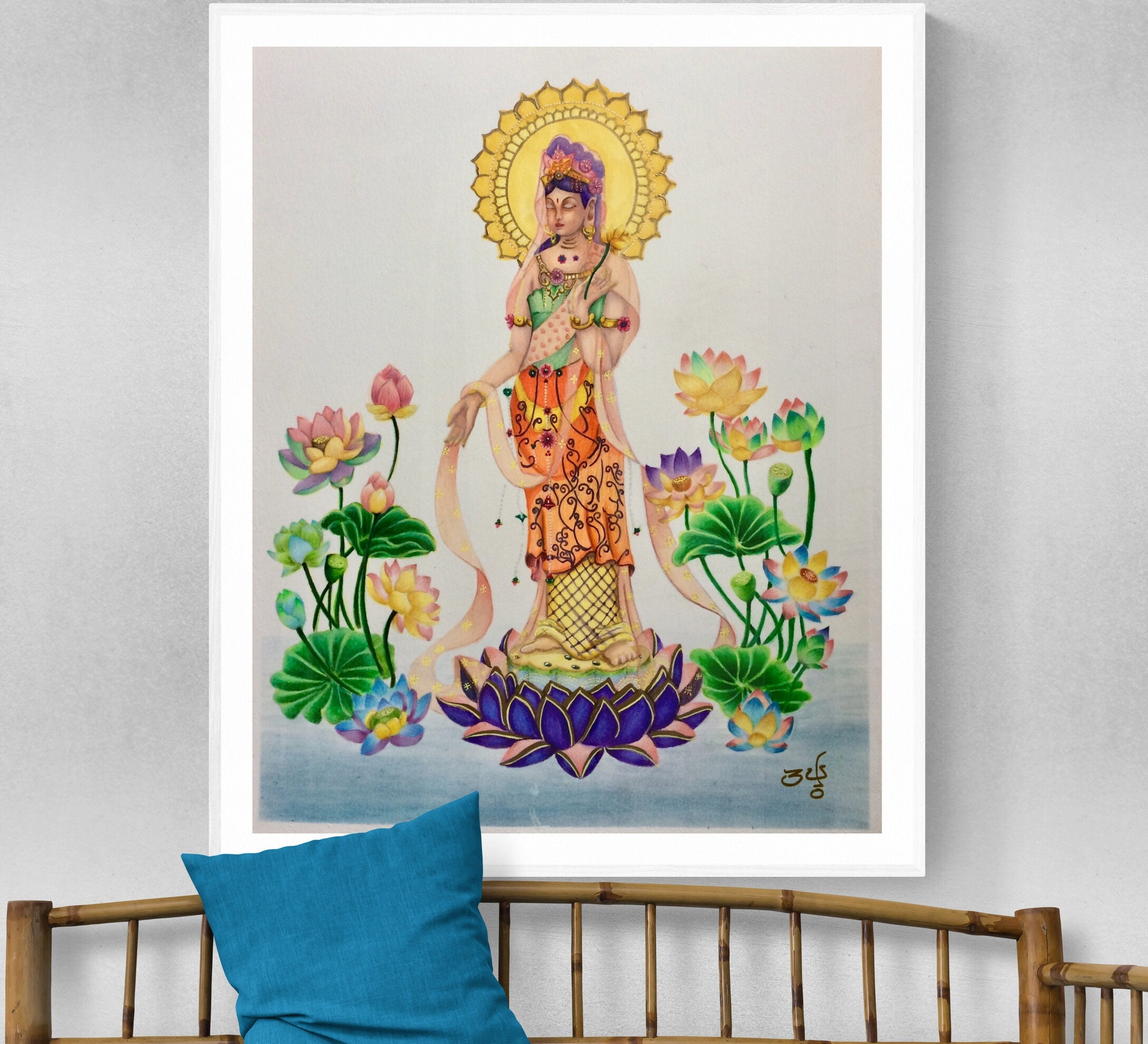 Guanyin Paint Kuanyin Printable Wall Art Bodhisattva - Etsy