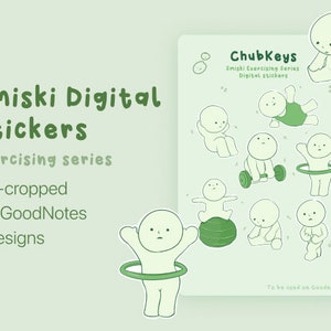 Cute Smiski Digital Sticker Sheet | Exercising Series | Goodnotes | Hand-drawn Illustrations | PNG