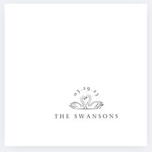 Wedding Cocktail Napkin Template with Swan Customizable with Canva