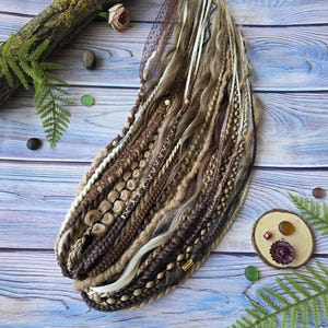 Karamellblondbruna dreadlock-förlängningar, DE & SE Faux Locs-set, virkade dreads, texturerade flätor, bohemiskt vikingahår