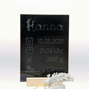 Personalisierte Babykarte aus Acrylglas