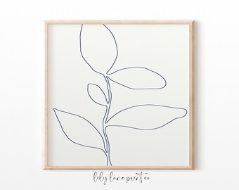 black and white leaf print, botanical line drawing, line illustration, leaf print, leaf decor, minimalist painting, hand drawing, line art