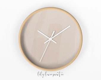 Nordic Wall Clock. Classic, hand painted beige, natural, Nordic, Wood Clocks, Wall Art, Basic, Home Decor, Minimal, Gift, Bedroom, Office