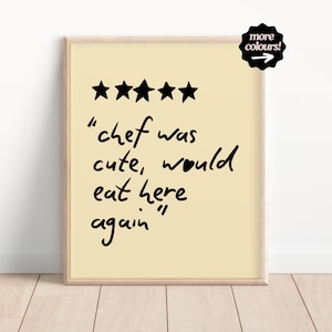 Chef was cute Print, Trendy Kitchen Prints, Gifts for Chef, Retro Wall Art, Kitchen Wall Art, Dining Room Wall Art Chef Was Cute, Black Art