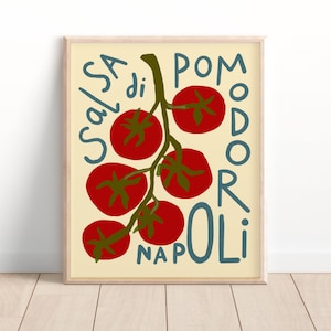 Vine Tomatoes Print, Tomato Retro Cooking Print, Italian Kitchen Wall Art, Kitchen Wall Decor, Foodie Print, Food Kitchen Art, UNFRAMED