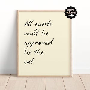 Impresión de gato, arte de pared para amantes de los animales, decoración de gato minimalista divertida, arte de pared de cocina de moda, póster tipográfico, negro, impresión de pasillo, SIN MARCO