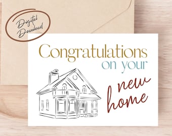 Congratulations New Home Digital Greeting Card, Printable Card, Instant Download, Housewarming Card, New Home