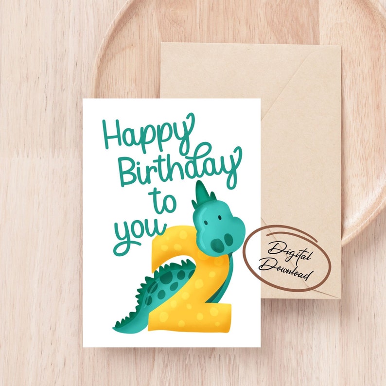 Happy Second Birthday Digital Greeting Card, Printable Card, Birthday ...