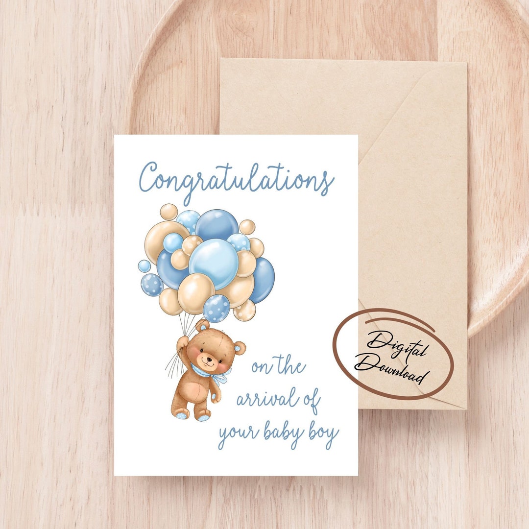 New Baby Digital Greeting Card, Printable Card, Instant Download, Baby ...
