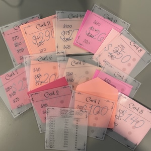 Kit desafío de ahorro de 2500 / Sobres de efectivo de colores personalizables y tarjetas laminadas / ¡Elige tu elegante caja!