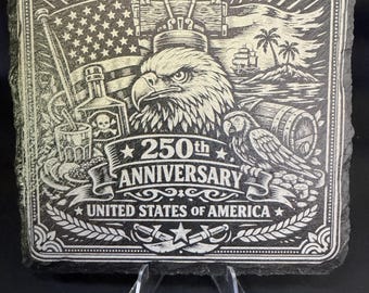 Limited Edition 1776–2026 Anniversary Slate Coaster | Laser Engraved Decor | USA Eagle Coaster