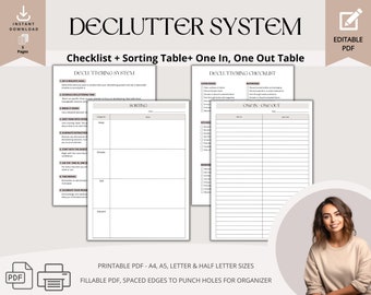 Bewerkbare Declutter Planner, Declutter Chechlist, Afdrukbare Declutter Planner, Home Declutter List, Declutter Tracker