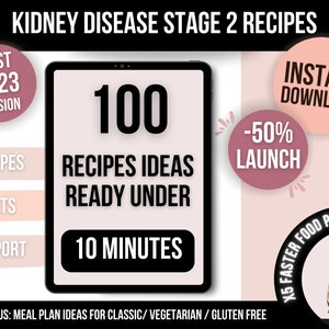 Kidney Disease Diet Cookbook, Kidney Diet 100 Recipes Ideas For Kidney Disease Stage 2,  Meal Plan For Kidney Disease Stage 2
