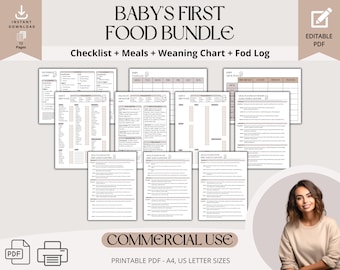 Baby First Food Tracker, Baby Led Entwöhnung Food Checkliste, Baby Fütterung Log, Baby Food Tagebuch, bearbeitbare Babys First 100 Foods