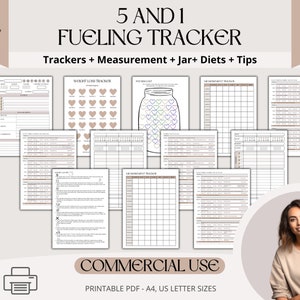 5 And 1 Fueling Tracker, Editable 5 and 1 Fueling Weight Loss Journal, 5 & 1 Diet, Fueling Meals | Commercial Use