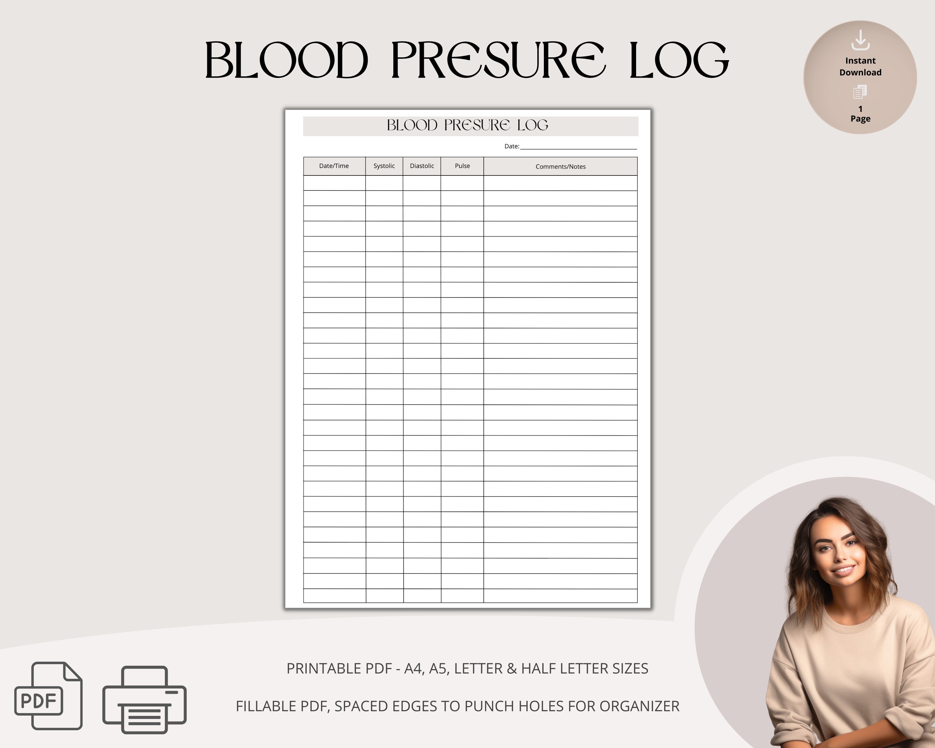Blood Presure Log, Diabetes Printable, Blood Sugar Log Book, Diabetic ...
