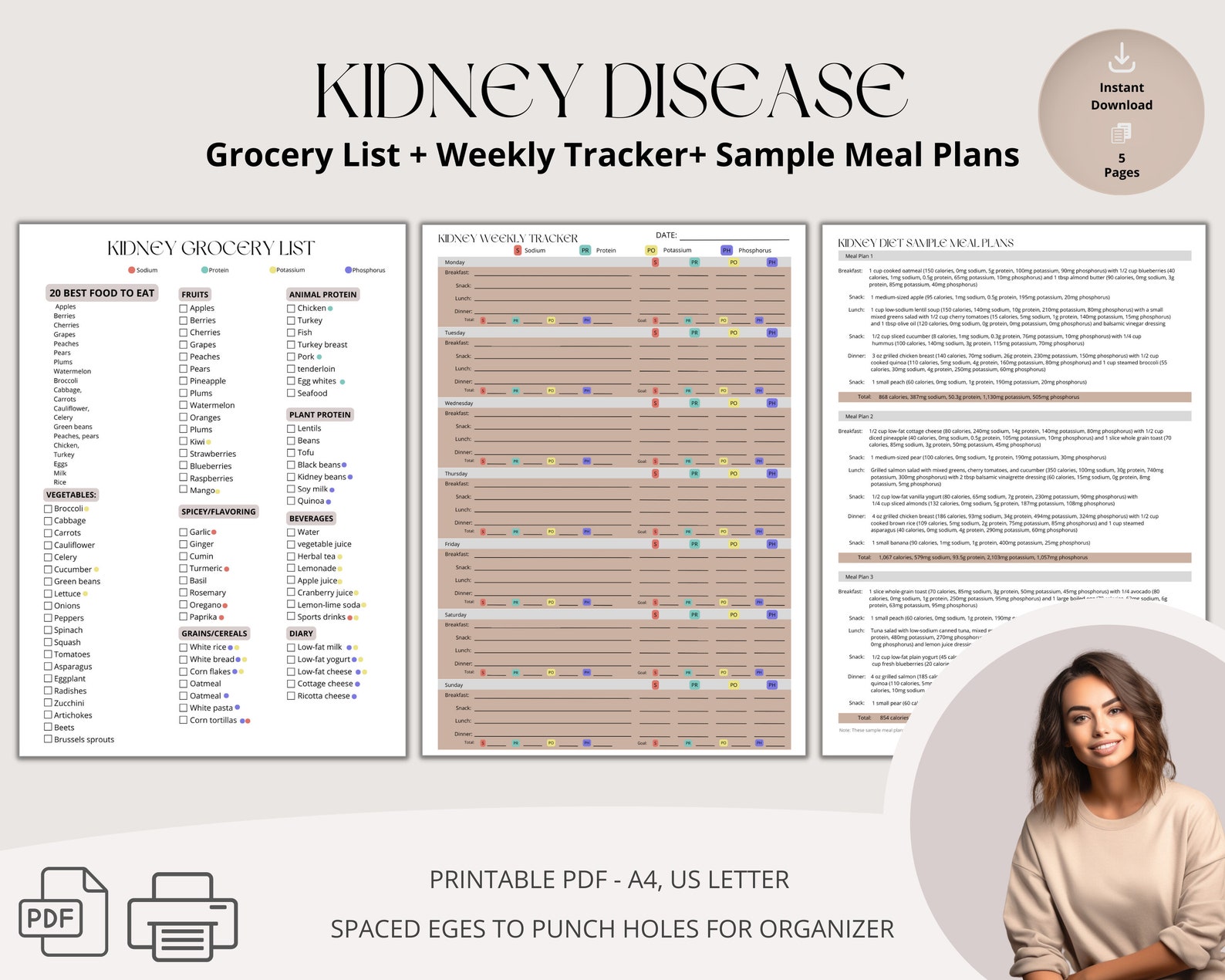 Kidney Diet and Grocery List Printable PDF Kidney Disease Etsy