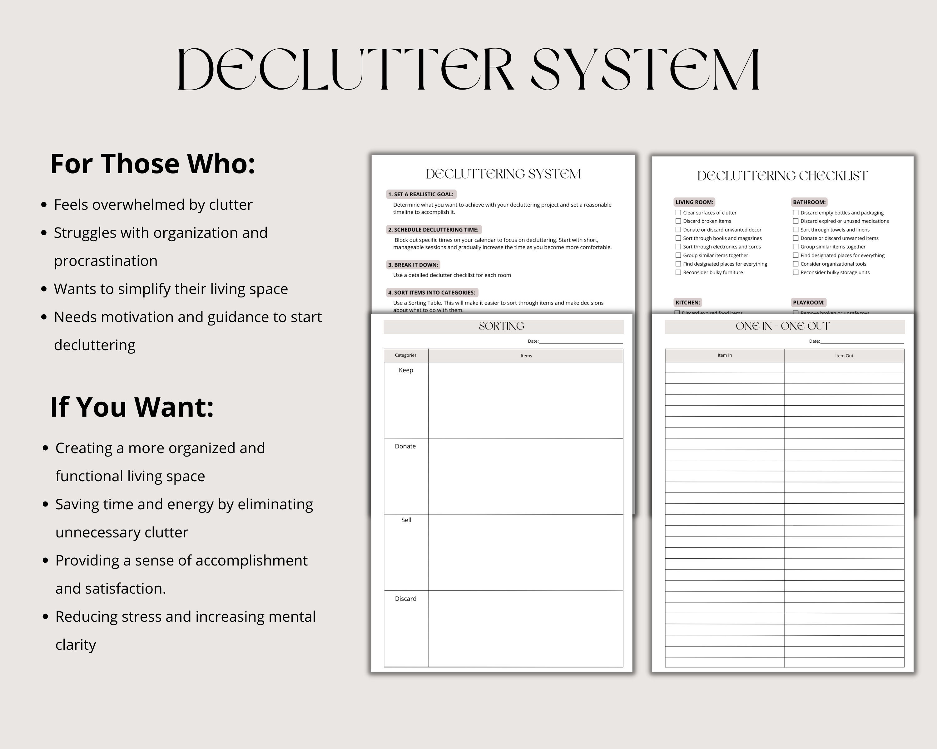 Editable Declutter Planner, Declutter Chechlist, Printable Declutter ...