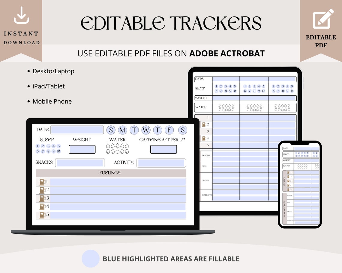 5 and 1 Fueling Tracker, Editable 5 and 1 Fueling Weight Loss Journal