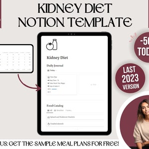 Plantilla de nociones de dieta renal, rastreador de salud renal, herramienta personal de manejo de enfermedades renales, diario diario del riñón