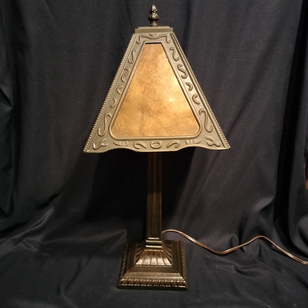 Vintage Capiz Shell Shade Bronze Lamp