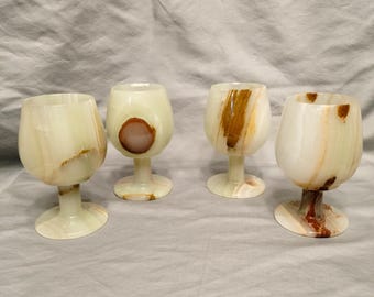 Vintage Onyx Stone Wine Glasses