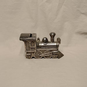 Vintage Silver Plated Train Engine Piggy Bank