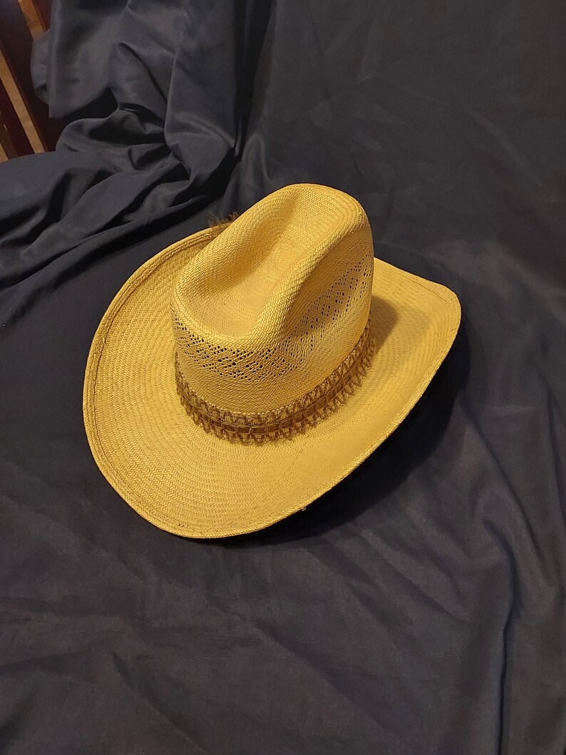 Vintage Stetson Straw Western Hat Etsy