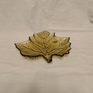 Vintage Mid-Century Amber Glass Maple Leaf Dish