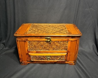 Vintage Bamboo & Wicker Chest