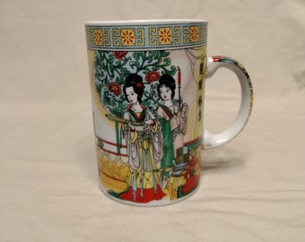 Taza de té japonesa antigua pintada a mano