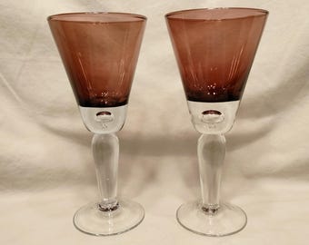 Copas de amatista Krosno vintage de mediados de siglo
