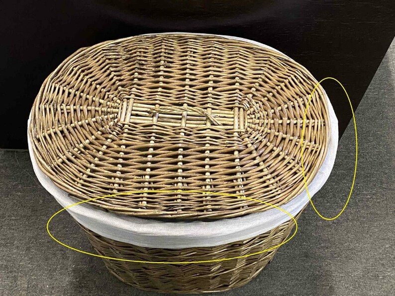 Oval Wicker Laundry Basket With Lining Wicker Hamper Bathroom Etsy