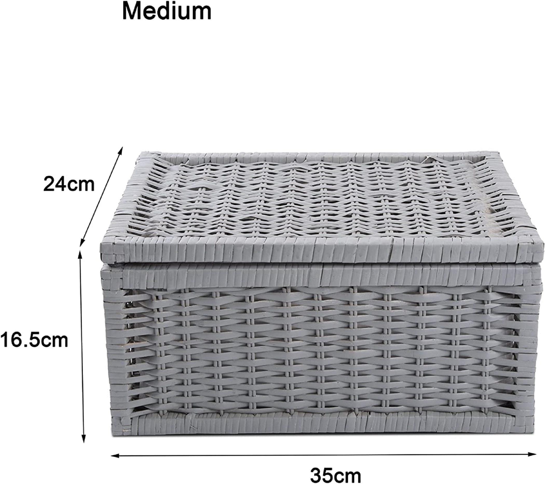 Wicker Basket With Lid Underbed Storage Collection Hamper Wicker Basket