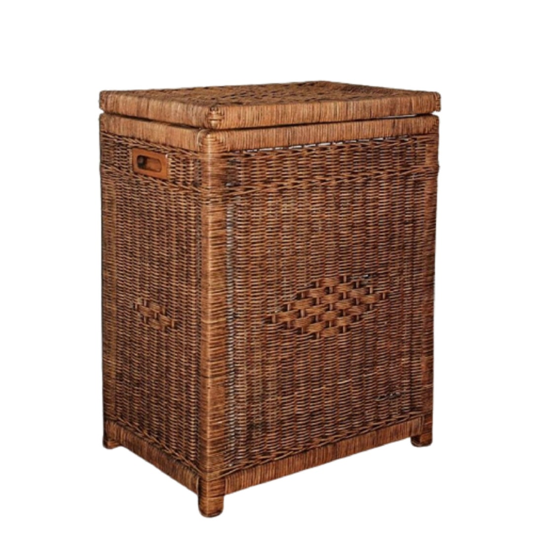 Brown Wicker Laundry Basket Loom Style Weaving Linen Laundry Wicker