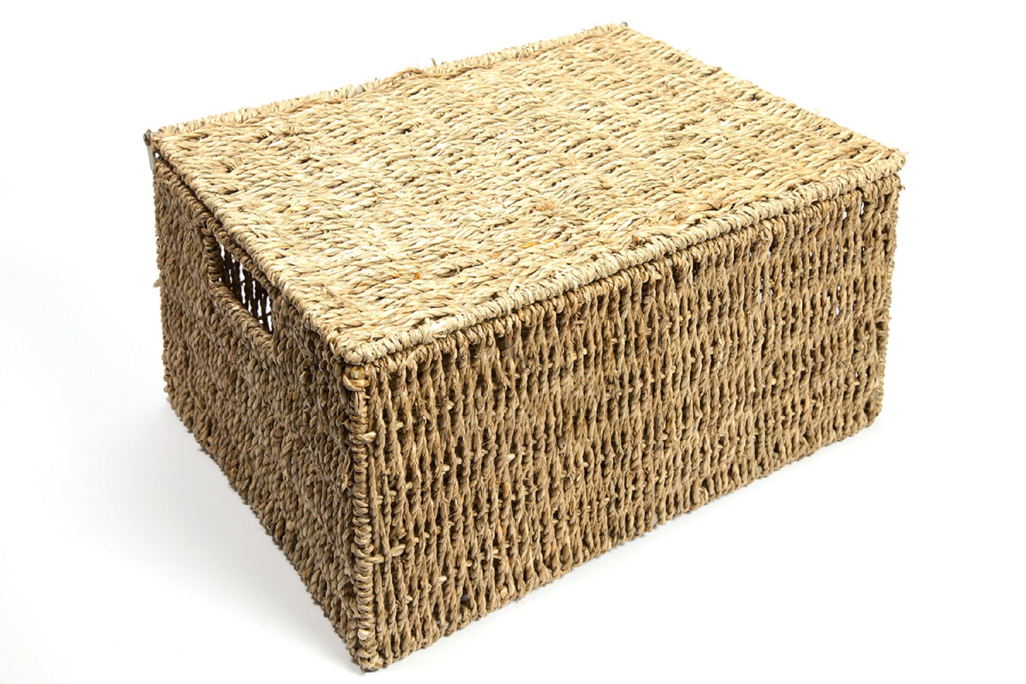 Seagrass Storage Basket Box With Lid Woven Hamper Basket Christmas Gift