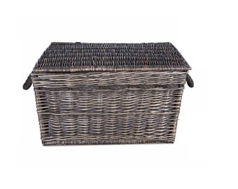 142L wicker Storage Trunk Nursery Blanket Storage Basket Storage Box Bedside Basket Pet Toys Storage Basket Bedroom Bathroom Storage Trunk