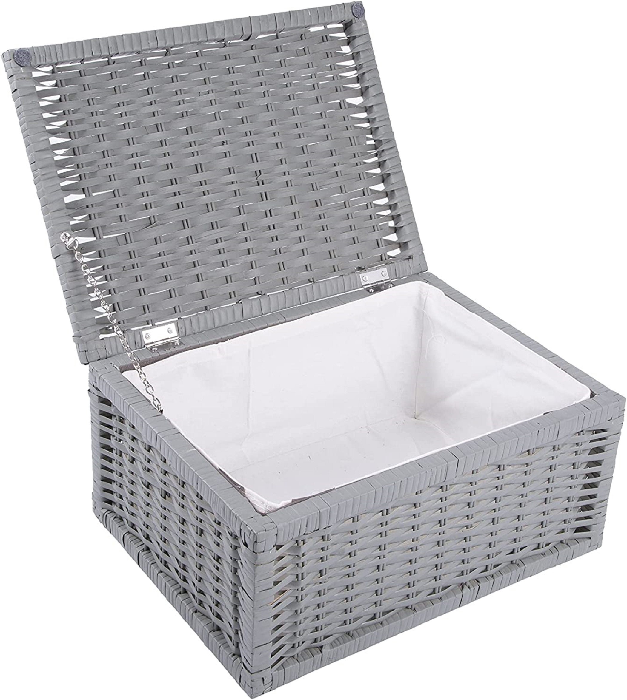 Wicker Basket With Lid Underbed Storage Collection Hamper Wicker Basket