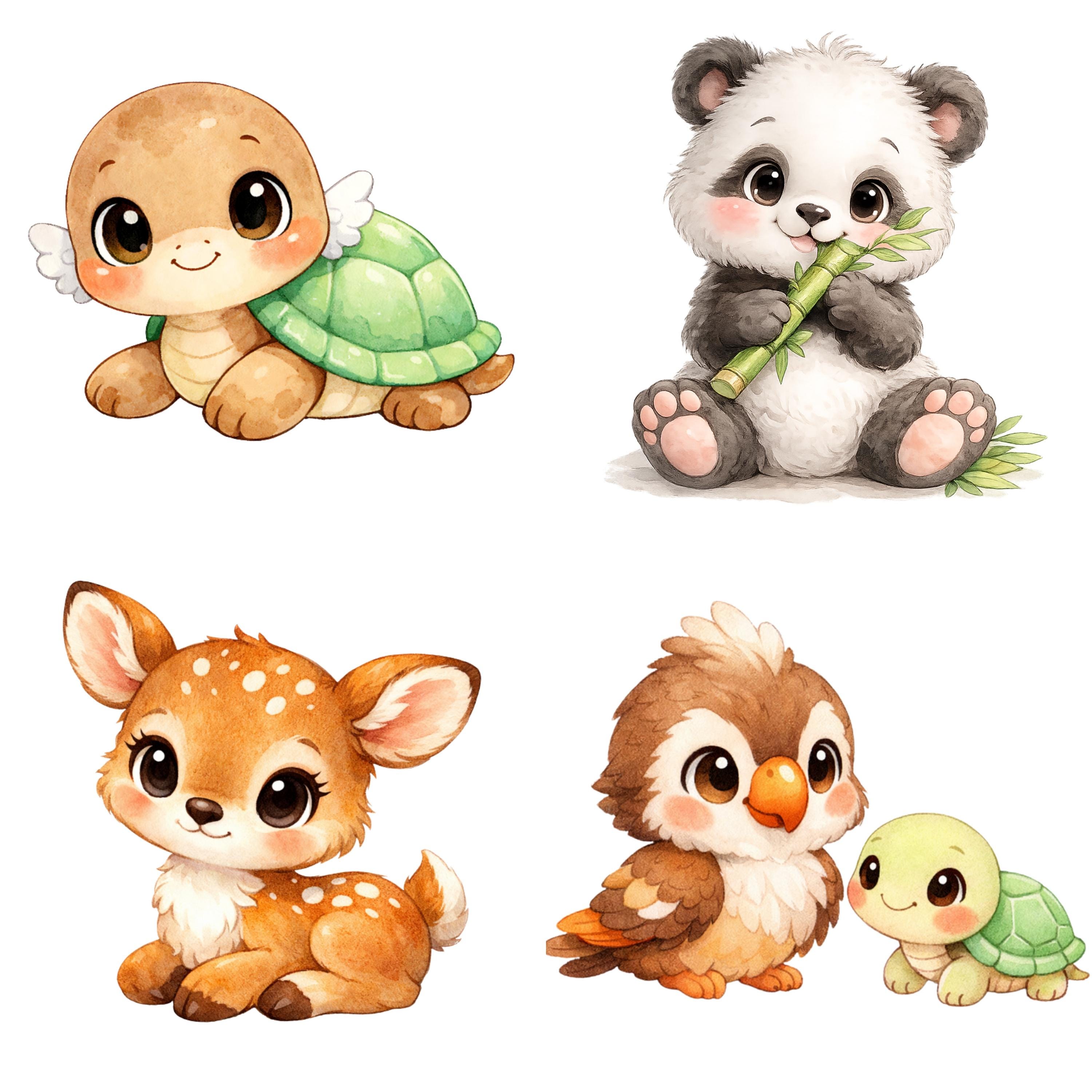Watercolor Baby Animals Clipart Bundle, Woodland Safari Nursery PNG ...