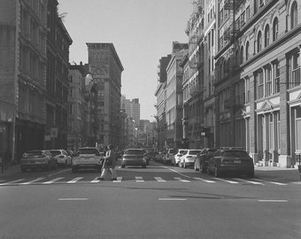 A New York City Crosswalk - Black and White