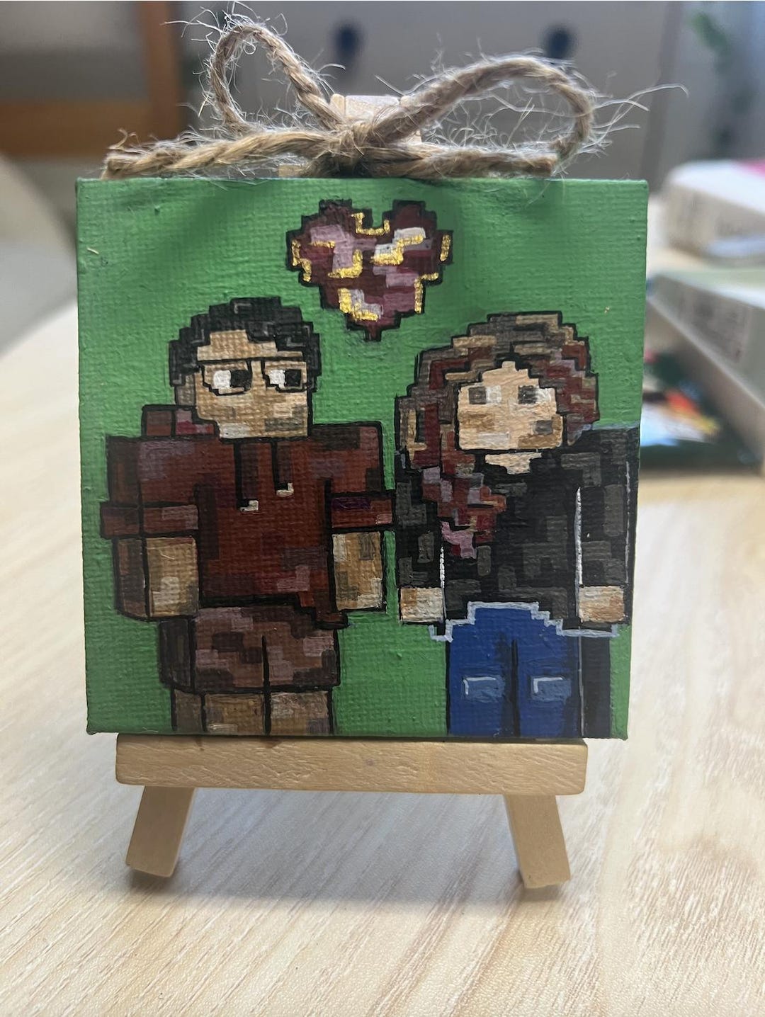 Pixel Handmade Things Custom Couple's Pixel Art Mini Canvas Painting | Handmade Minecraft ...
