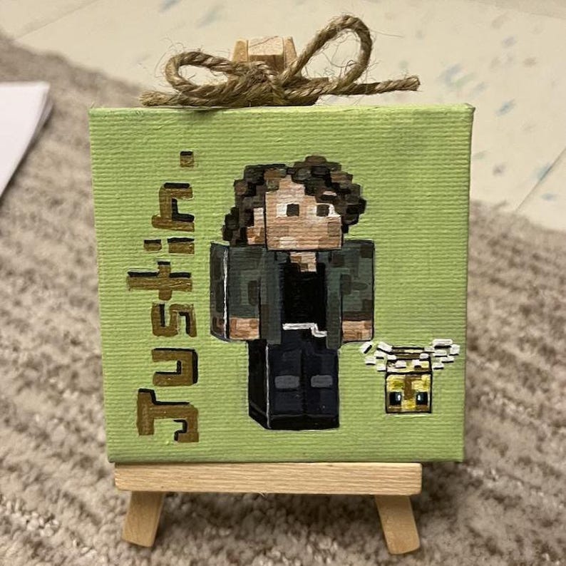 Pixel Handmade Things Custom Pixel Art Mini Canvas Painting | Handmade Minecraft Style Gamer ...