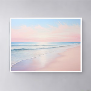 Framed Canvas Wall Art, Beach Sunset Abstract Wall Art, Canvas Wall Art of Serene Seascape, Modern Wall Art with Neutral Prints