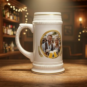 Personalized Photo Beer Stein – Custom Ceramic Bavarian Mug