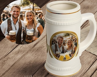 Custom Photo Beer Mug - Personalized Gift Mug - Custom Beer Stein - Oktoberfest Mug - Groomsmen Gift - Birthday Gift - Couple&#39;s Gift