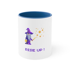 Pixel Art Mug - Wizard Mug - Morning Mug - Coffee Mug - Animal Mug - Funny Mug - Gift Mug - 90s Mug - Birthday Gift - Humor Mug, Rise Up Mug