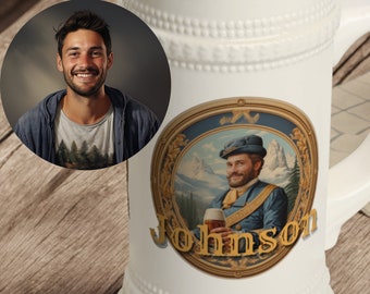 Custom Portrait Beer Mug - Custom Portrait Mug - Custom Beer Stein - Oktoberfest Mug - Groomsmen Gift - Personalized Gift - Birthday Gift